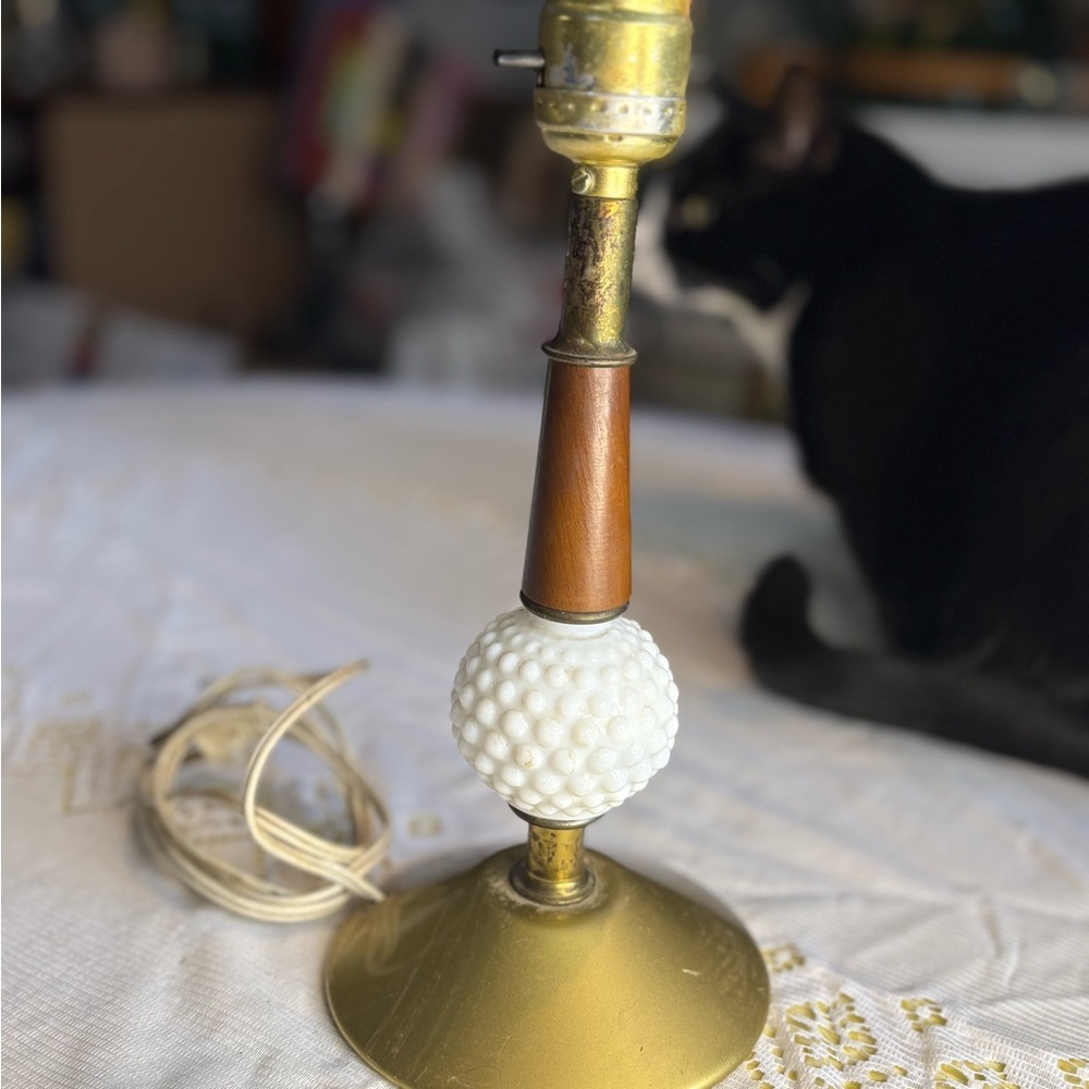 Vintage Brass and Wood Table Lamp